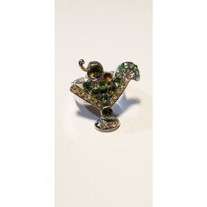 Indie Designs Green Adjustable Stylish Unique Martini Cocktail Ring Adjustable